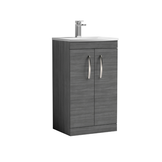 Nuie Athena Floor Standing 2 Door Vanity With Curved 1 Tap Hole Basin (1 size, 3 colours) - Brand New Bathrooms