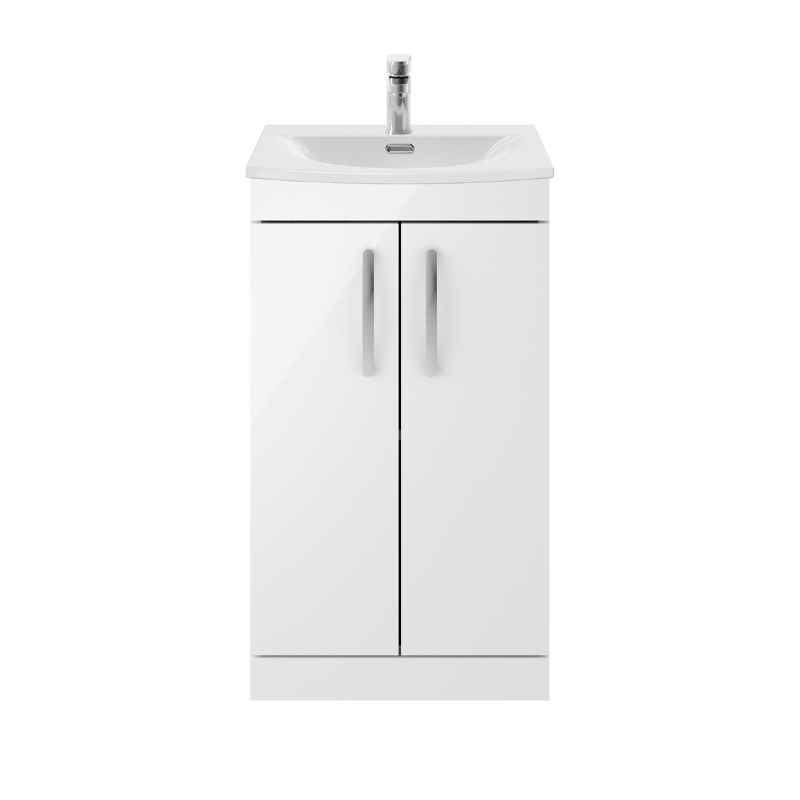 Nuie Athena Floor Standing 2 Door Vanity With Curved 1 Tap Hole Basin (1 size, 3 colours) - Brand New Bathrooms