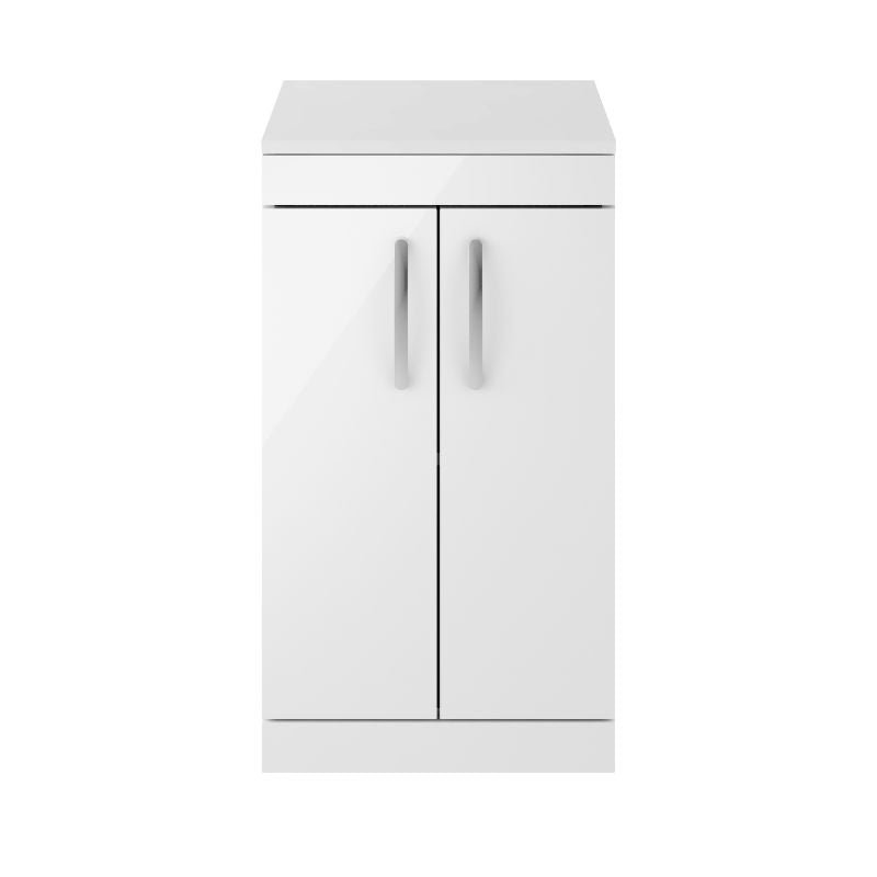 Nuie Athena Floor Standing 2 Door Vanity With Worktop (1 size, Gloss White) - Brand New Bathrooms
