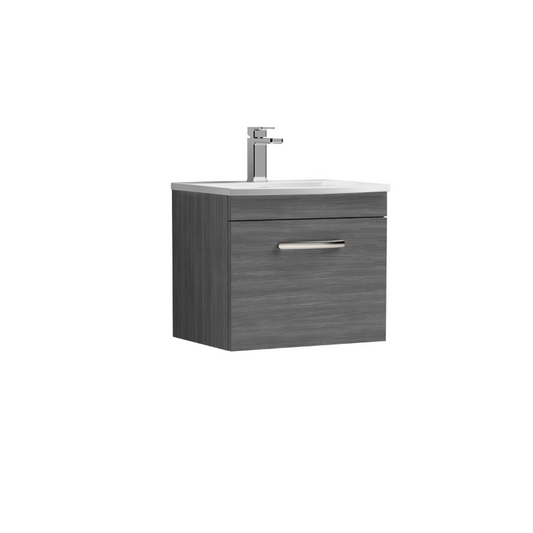 Nuie Athena Wall Hung Single Drawer Vanity With Curved 1 Tap Hole Basin (1 size, 3 colours) - Brand New Bathrooms