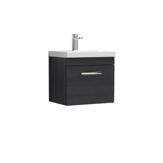 Nuie Athena Wall Hung Single Drawer Vanity With Mid-Edge 1 Tap Hole Basin (1 size, 3 colours) - Brand New Bathrooms