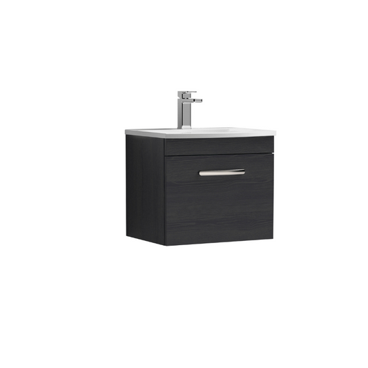Nuie Athena Wall Hung Single Drawer Vanity With Curved 1 Tap Hole Basin (1 size, 3 colours) - Brand New Bathrooms