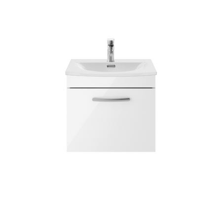 Nuie Athena Wall Hung Single Drawer Vanity With Curved 1 Tap Hole Basin (1 size, 3 colours) - Brand New Bathrooms