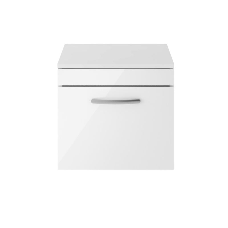 Nuie Athena Wall Hung Vanity With Worktop (1 size, Gloss White) - Brand New Bathrooms