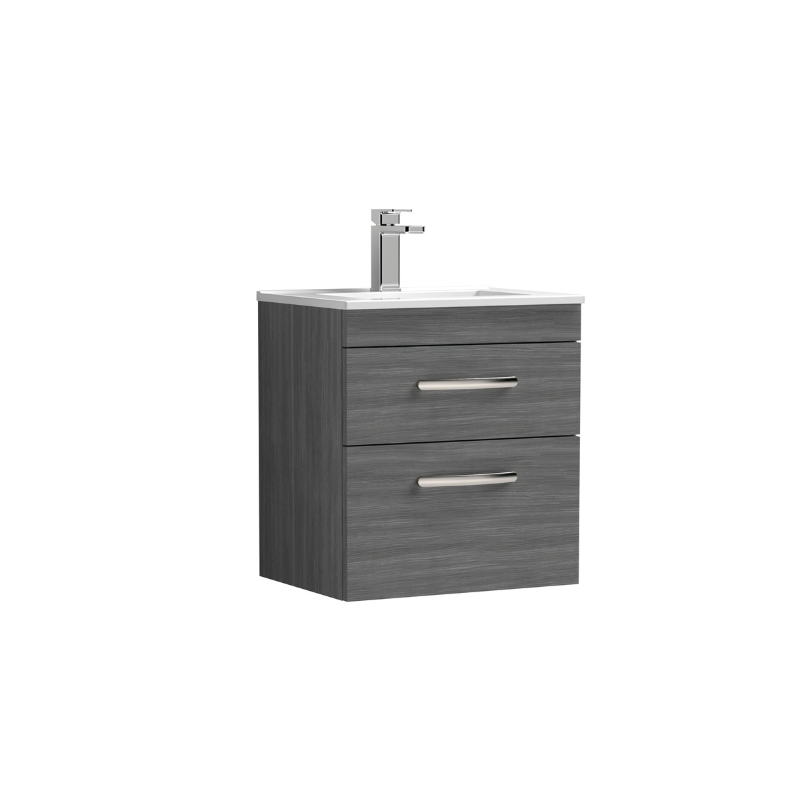 Nuie Athena Wall Hung 2 Drawer Vanity With Minimalist 1 Tap Hole Basin (1 size, 3 colours) - Brand New Bathrooms