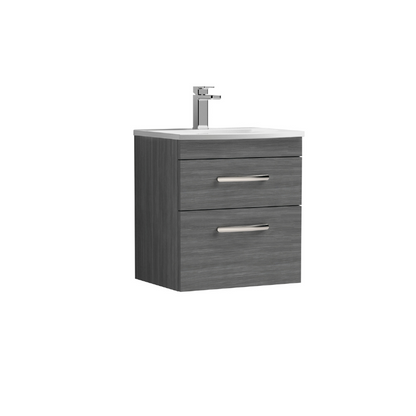Nuie Athena Wall Hung 2 Drawer Vanity With Curved 1 Tap Hole Basin (1 size, 3 colours) - Brand New Bathrooms