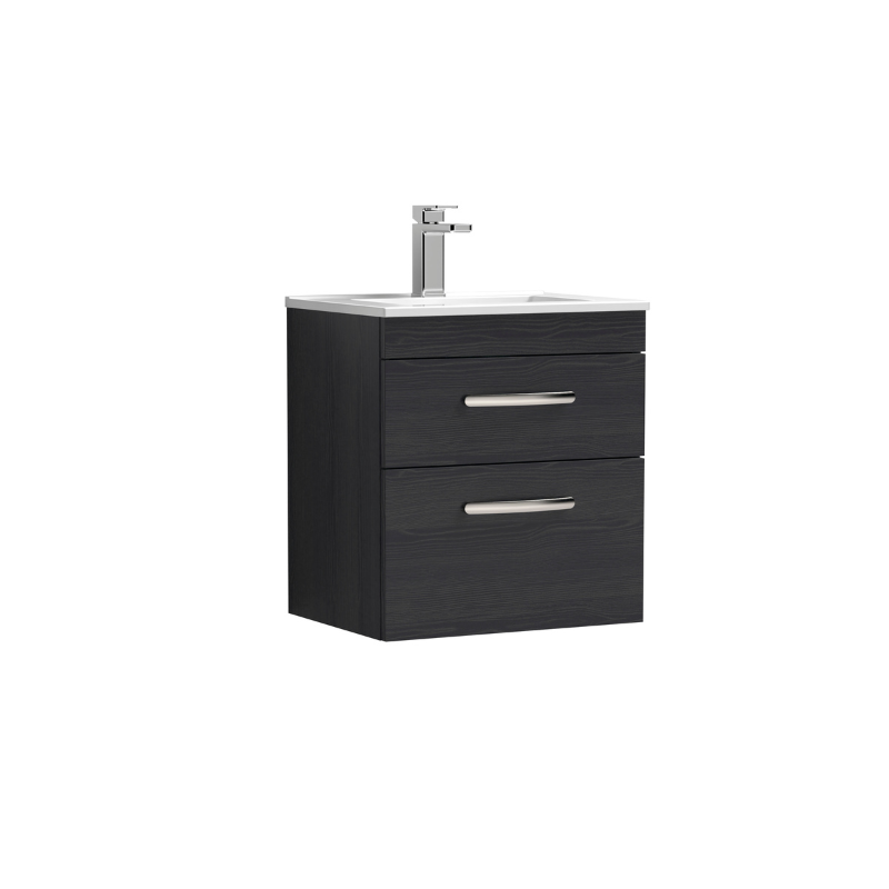 Nuie Athena Wall Hung 2 Drawer Vanity With Minimalist 1 Tap Hole Basin (1 size, 3 colours) - Brand New Bathrooms