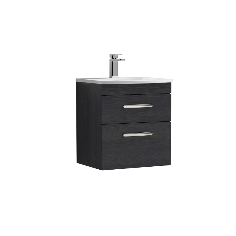 Nuie Athena Wall Hung 2 Drawer Vanity With Curved 1 Tap Hole Basin (1 size, 3 colours) - Brand New Bathrooms