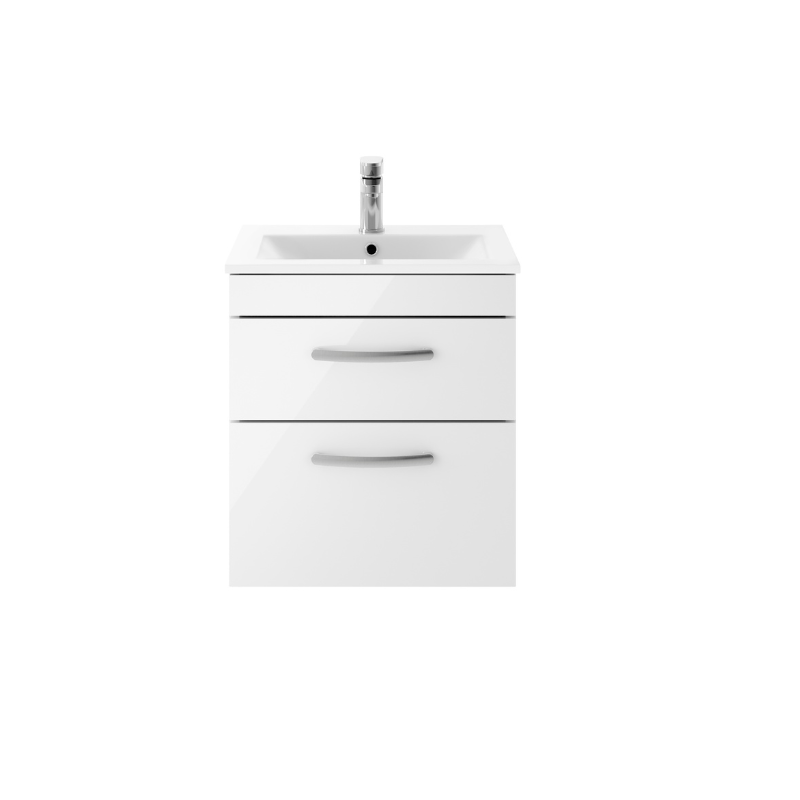 Nuie Athena Wall Hung 2 Drawer Vanity With Minimalist 1 Tap Hole Basin (1 size, 3 colours) - Brand New Bathrooms