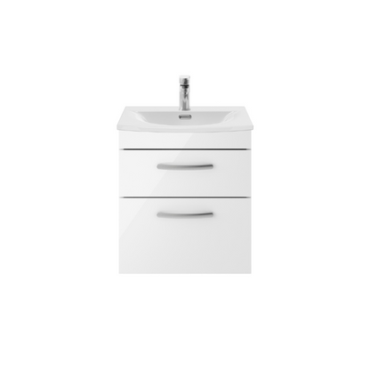 Nuie Athena Wall Hung 2 Drawer Vanity With Curved 1 Tap Hole Basin (1 size, 3 colours) - Brand New Bathrooms
