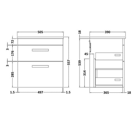 Nuie Athena Wall Hung 2 Drawer Vanity With Worktop (1 size, Gloss White) - Brand New Bathrooms