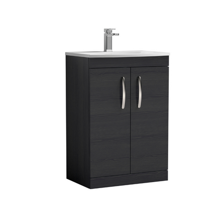 Nuie Athena 600mm Floor Standing 2 Door Vanity With Curved 1 Tap Hole Basin (1 size, 3 colours) - Brand New Bathrooms