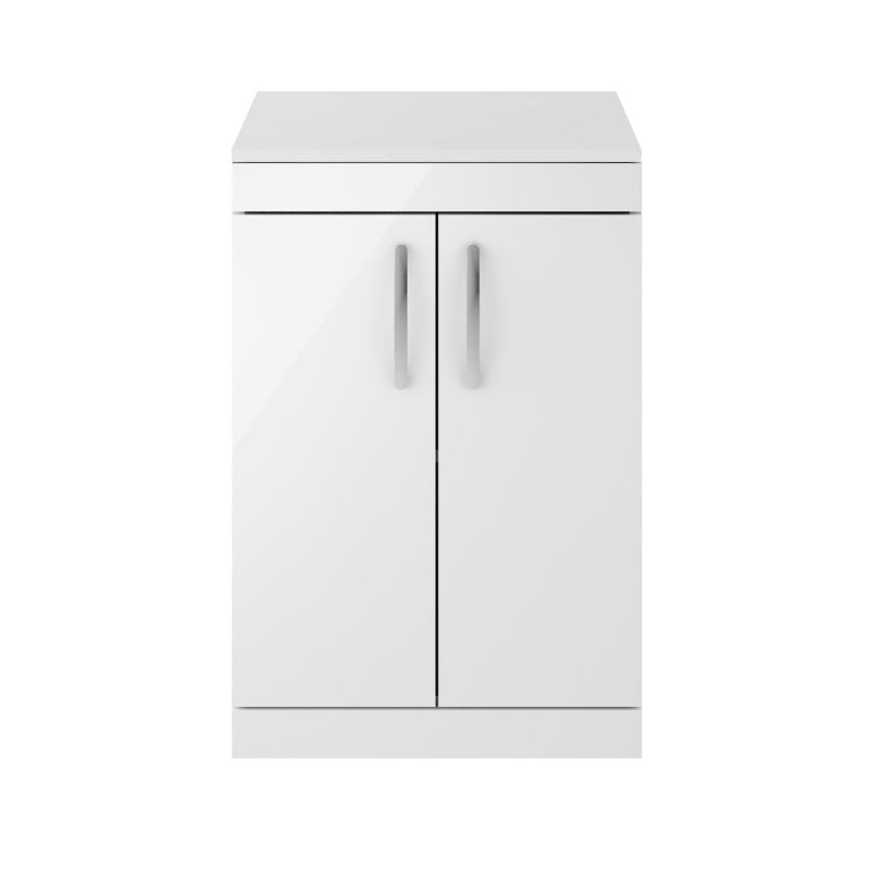 Nuie Athena Floor Standing 2 Door Vanity With Worktop (1 size, Gloss White) - Brand New Bathrooms