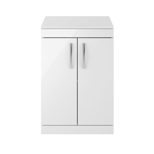 Nuie Athena Floor Standing 2 Door Vanity With Worktop (1 size, Gloss White) - Brand New Bathrooms