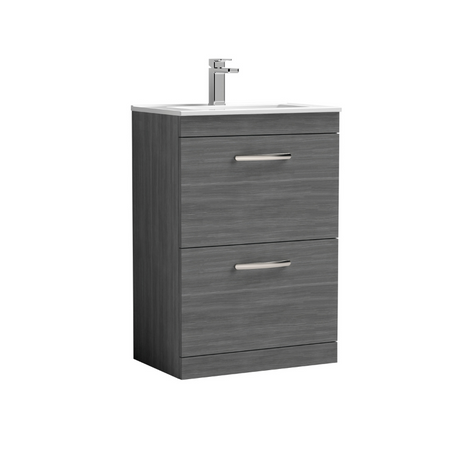 Nuie  Athena 600mm Floor Standing 2 Drawer Vanity With Minimalist 1 Tap Hole Basin (1 size, 3 colours) - Brand New Bathrooms