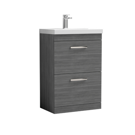 Nuie  Athena 600mm Floor Standing 2 Drawer Vanity With Thin-Edge 1 Tap Hole Basin (1 size, 3 colours) - Brand New Bathrooms