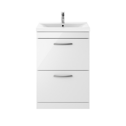 Nuie  Athena 600mm Floor Standing 2 Drawer Vanity With Mid-Edge 1 Tap Hole Basin (1 size, 3 colours) - Brand New Bathrooms