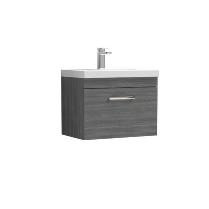 Nuie Athena 600mm Wall Hung Single Drawer Vanity With Mid-Edge 1 Tap Hole Basin (1 size, 3 colours) - Brand New Bathrooms