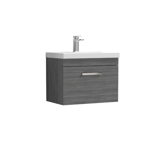 Nuie Athena 600mm Wall Hung Single Drawer Vanity With Mid-Edge 1 Tap Hole Basin (1 size, 3 colours) - Brand New Bathrooms