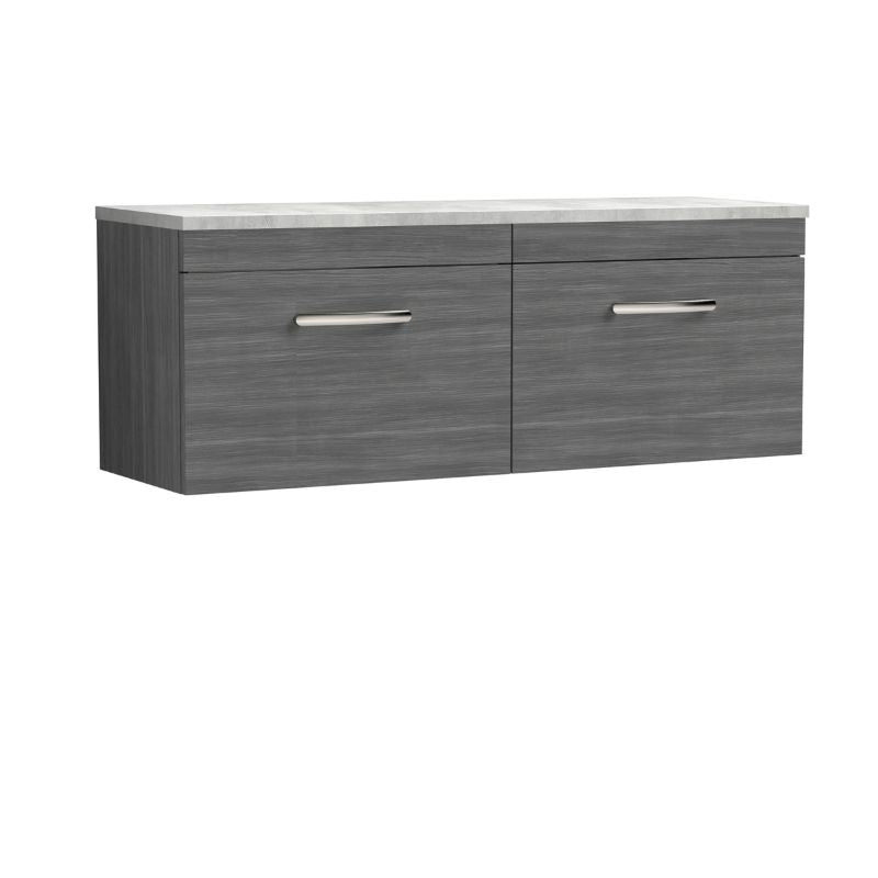 Nuie  Athena Wall Hung 2-Drawer Unit & Laminate Worktop (1 size, 2 colours) - Brand New Bathrooms