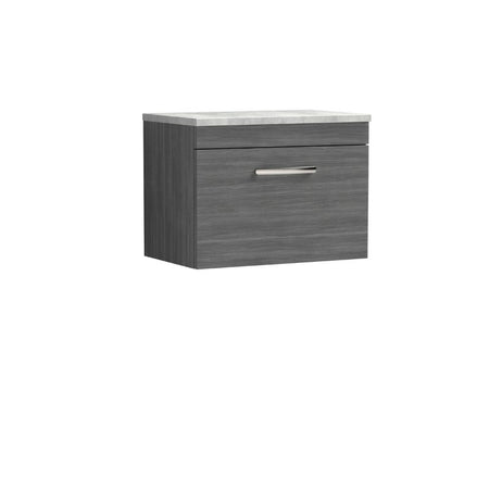 Nuie Athena Wall Hung Single Drawer Vanity With Grey Worktop (1 size,2 colours) - Brand New Bathrooms