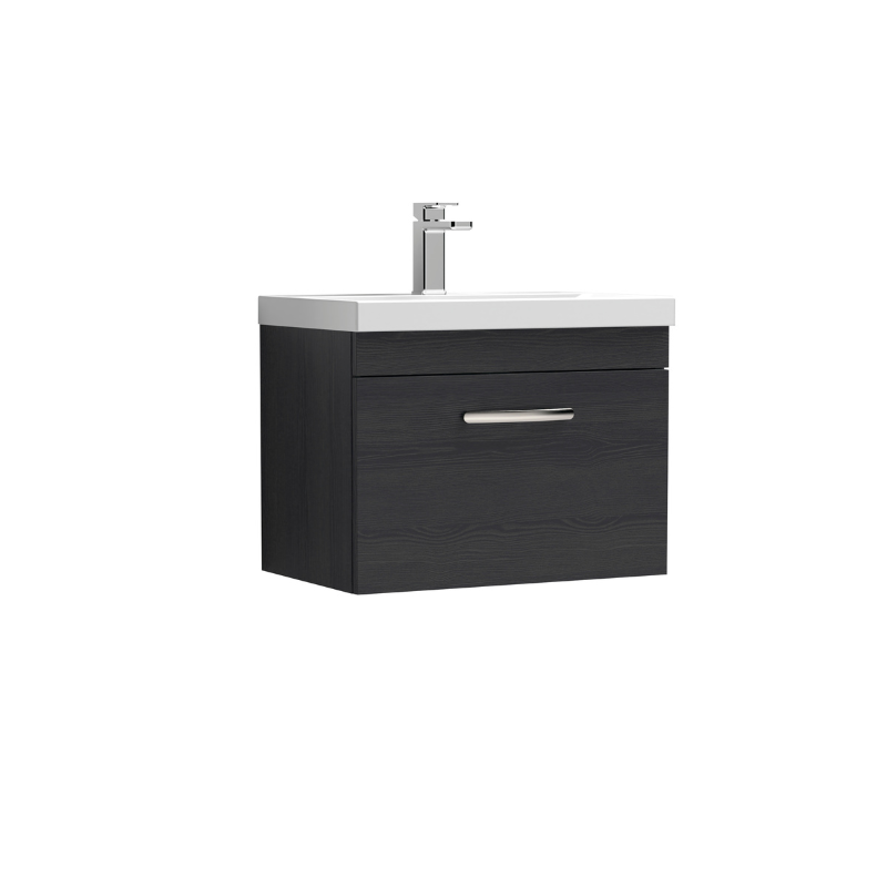 Nuie Athena 600mm Wall Hung Single Drawer Vanity With Mid-Edge 1 Tap Hole Basin (1 size, 3 colours) - Brand New Bathrooms