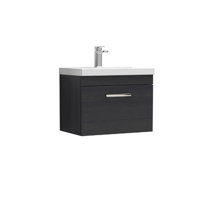 Nuie Athena 600mm Wall Hung Single Drawer Vanity With Mid-Edge 1 Tap Hole Basin (1 size, 3 colours) - Brand New Bathrooms