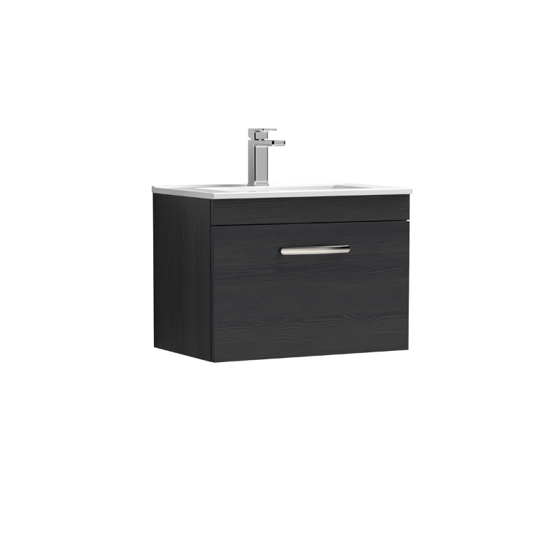 Nuie Athena 600mm Wall Hung Single Drawer Vanity With Minimalist 1 Tap Hole Basin (1 size, 3 colours) - Brand New Bathrooms