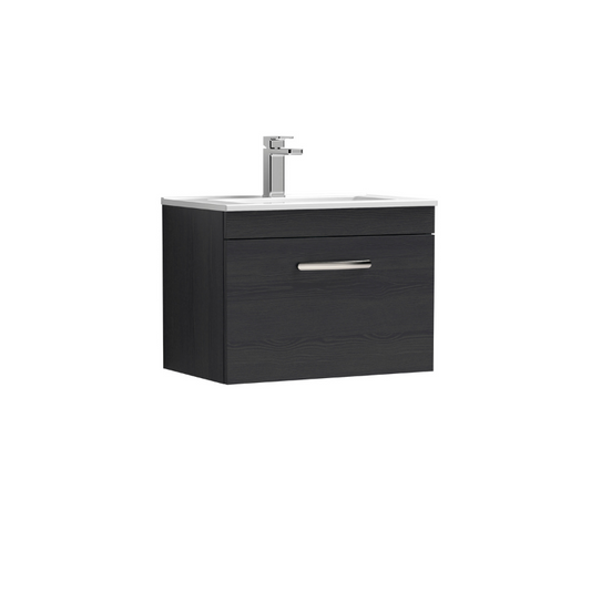 Nuie Athena 600mm Wall Hung Single Drawer Vanity With Minimalist 1 Tap Hole Basin (1 size, 3 colours) - Brand New Bathrooms