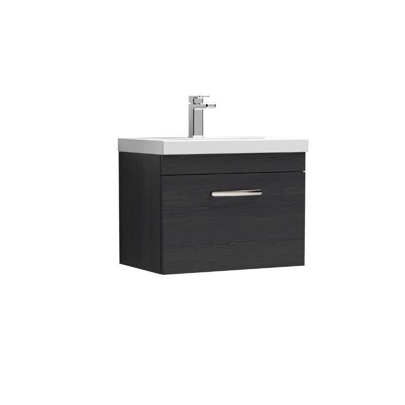 Nuie Athena 600mm Wall Hung Single Drawer Vanity With Thin-Edge 1 Tap Hole Basin (1 size, 3 colours) - Brand New Bathrooms