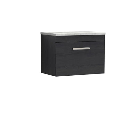 Nuie Athena Wall Hung Single Drawer Vanity With Grey Worktop (1 size,2 colours) - Brand New Bathrooms
