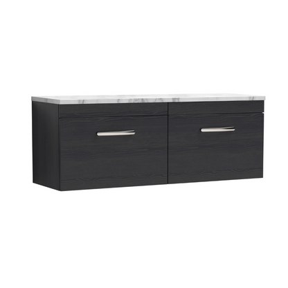Nuie Athena 1200mm Wall Hung 2-Drawer Vanity & Laminate Worktop (1 size, Charcoal Black) - Brand New Bathrooms