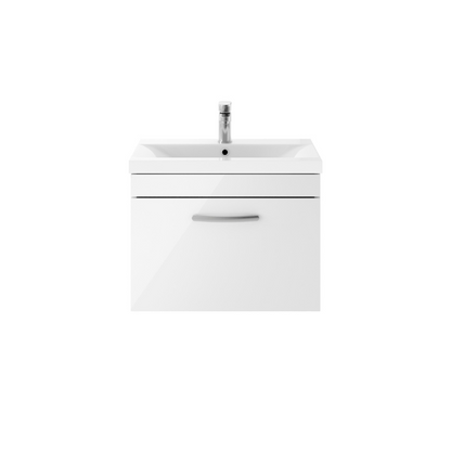 Nuie Athena 600mm Wall Hung Single Drawer Vanity With Mid-Edge 1 Tap Hole Basin (1 size, 3 colours) - Brand New Bathrooms