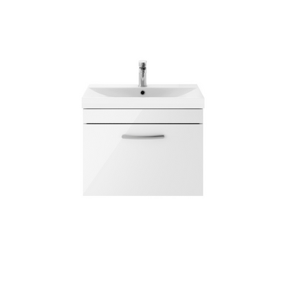 Nuie Athena 600mm Wall Hung Single Drawer Vanity With Thin-Edge 1 Tap Hole Basin (1 size, 3 colours) - Brand New Bathrooms