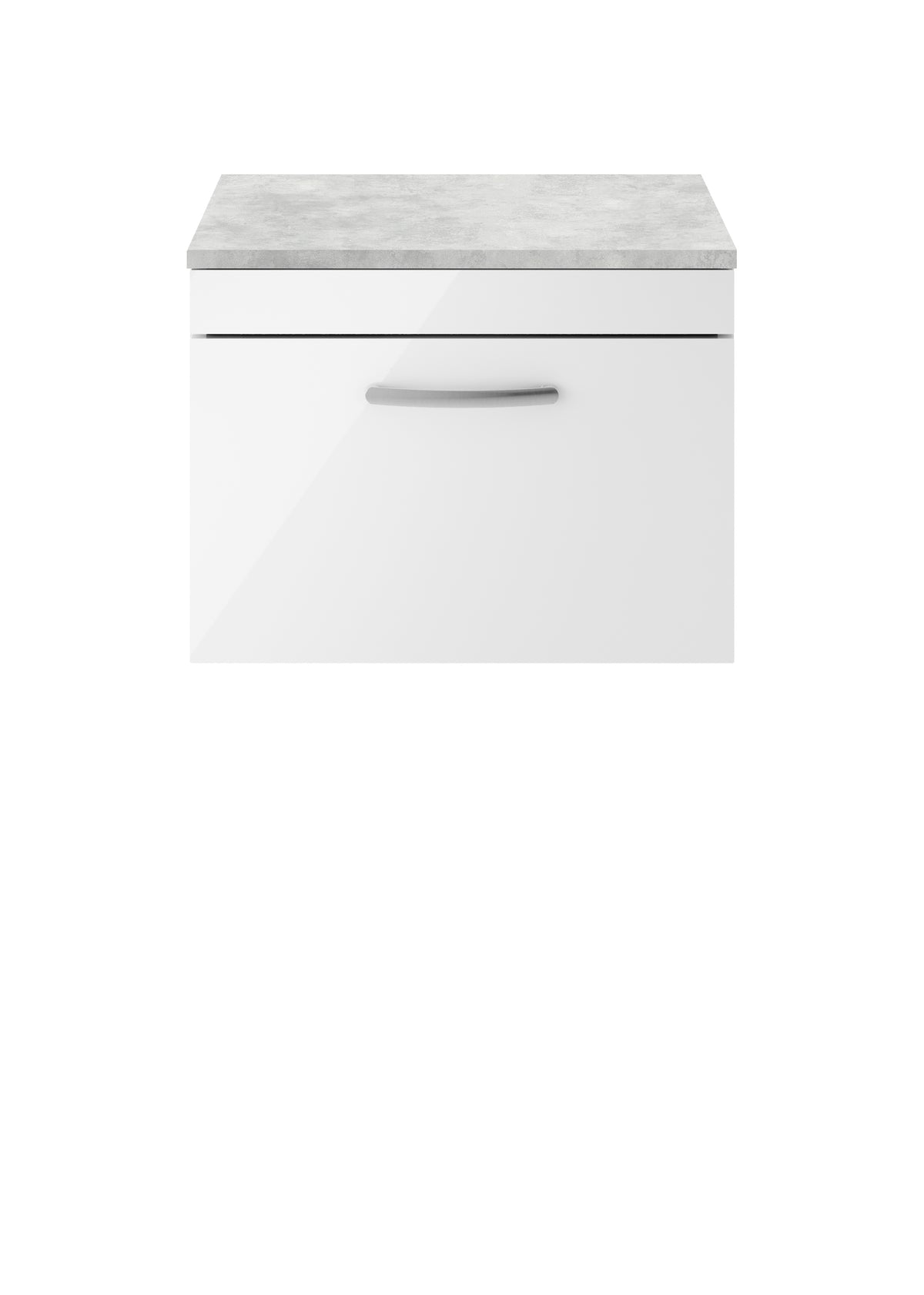 Nuie Athena Wall Hung Single Drawer Vanity With Grey Worktop (1 size, Gloss White) - Brand New Bathrooms