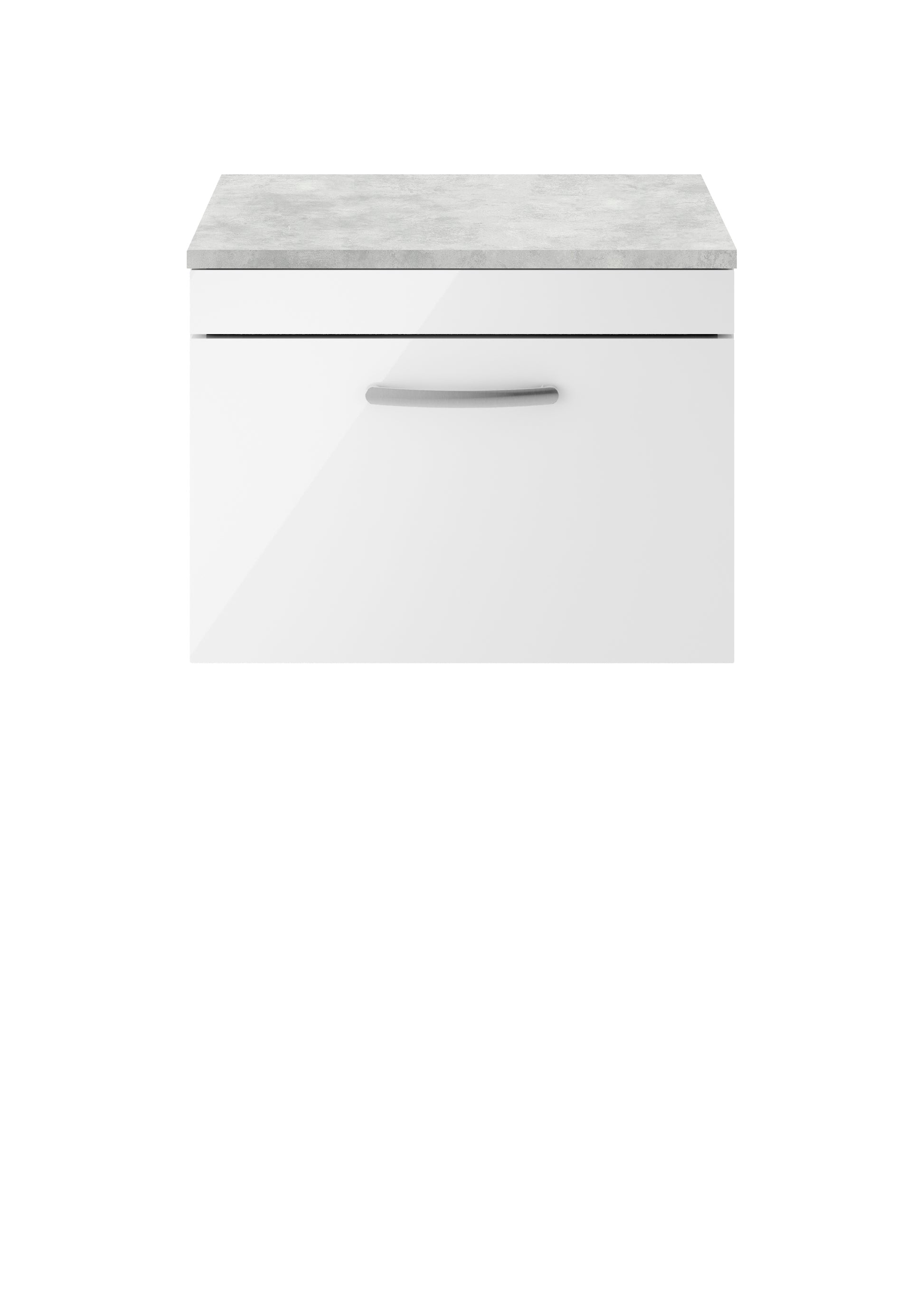 Nuie Athena Wall Hung Single Drawer Vanity With Grey Worktop (1 size, Gloss White) - Brand New Bathrooms