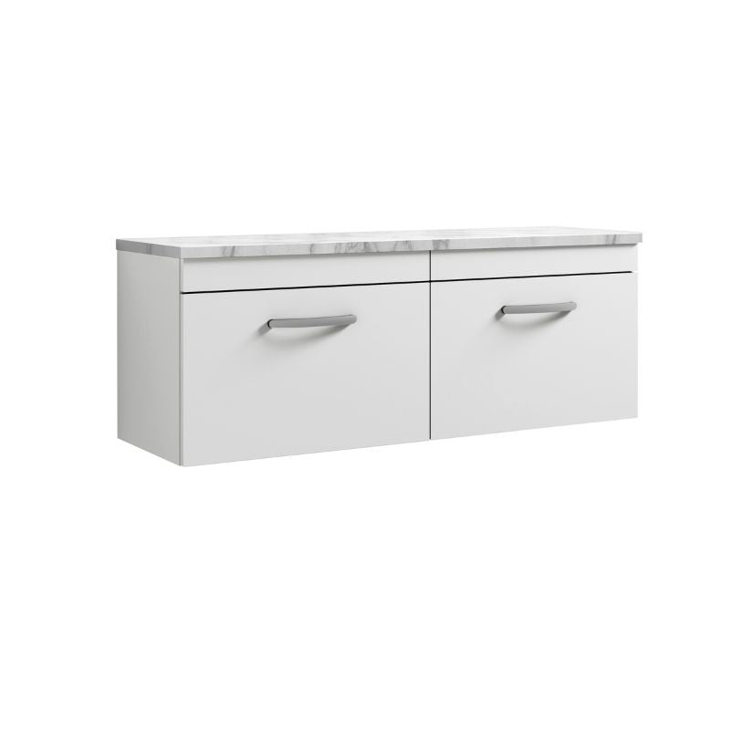 Nuie Athena Wall Hung 2-Drawer Unit & Laminate Worktop (1 size, Gloss White) - Brand New Bathrooms