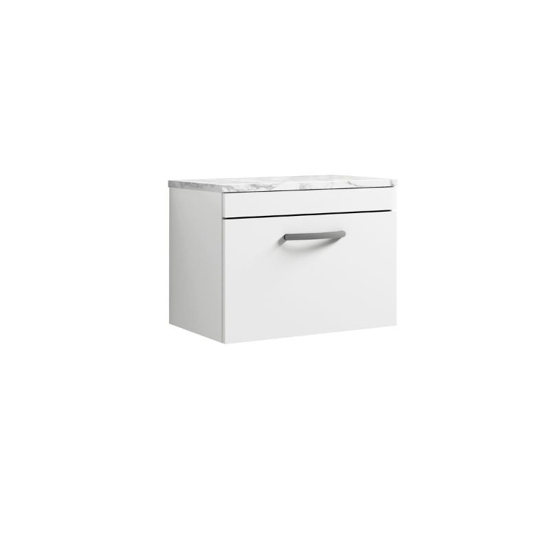 Nuie Athena Wall Hung Single Drawer Unit & Laminate Worktop (1 size, Gloss White) - Brand New Bathrooms