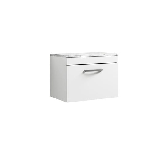 Nuie Athena Wall Hung Single Drawer Unit & Laminate Worktop (1 size, Gloss White) - Brand New Bathrooms