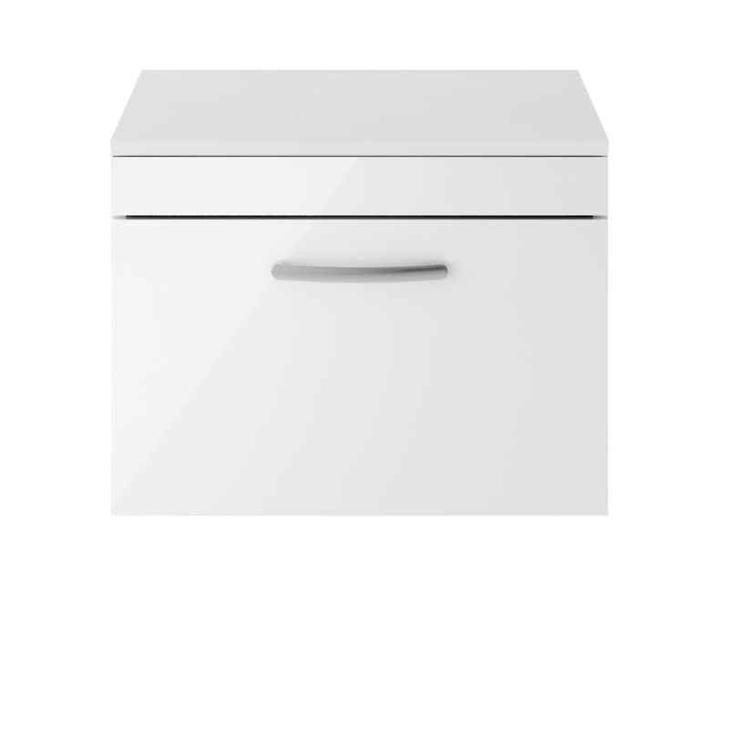 Nuie Athena Wall Hung Single Drawer Vanity With Worktop (1 size, Gloss White) - Brand New Bathrooms