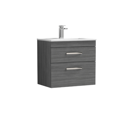 Nuie Athena 600mm Wall Hung 2 Drawer Vanity With Minimalist 1 Tap Hole Basin (1 size, 3 colours) - Brand New Bathrooms