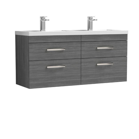 Nuie Athena Wall Hung 4 Drawer Vanity With Twin Basin (1 size, 2 colours) - Brand New Bathrooms