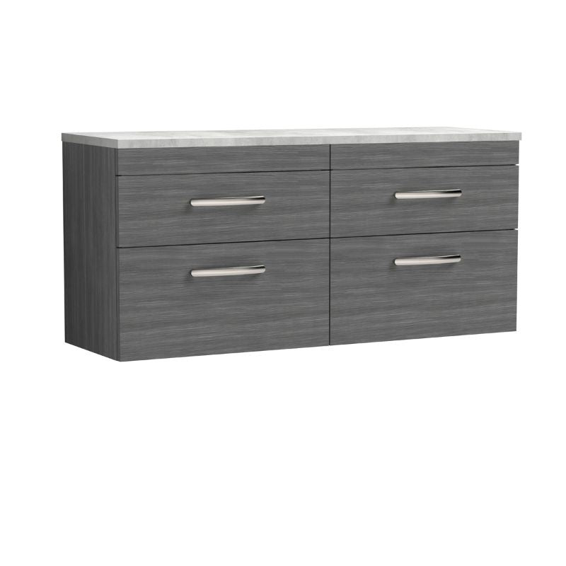 Nuie Athena Wall Hung 4-Drawer Unit & Laminate Worktop (1 size, 2 colours) - Brand New Bathrooms