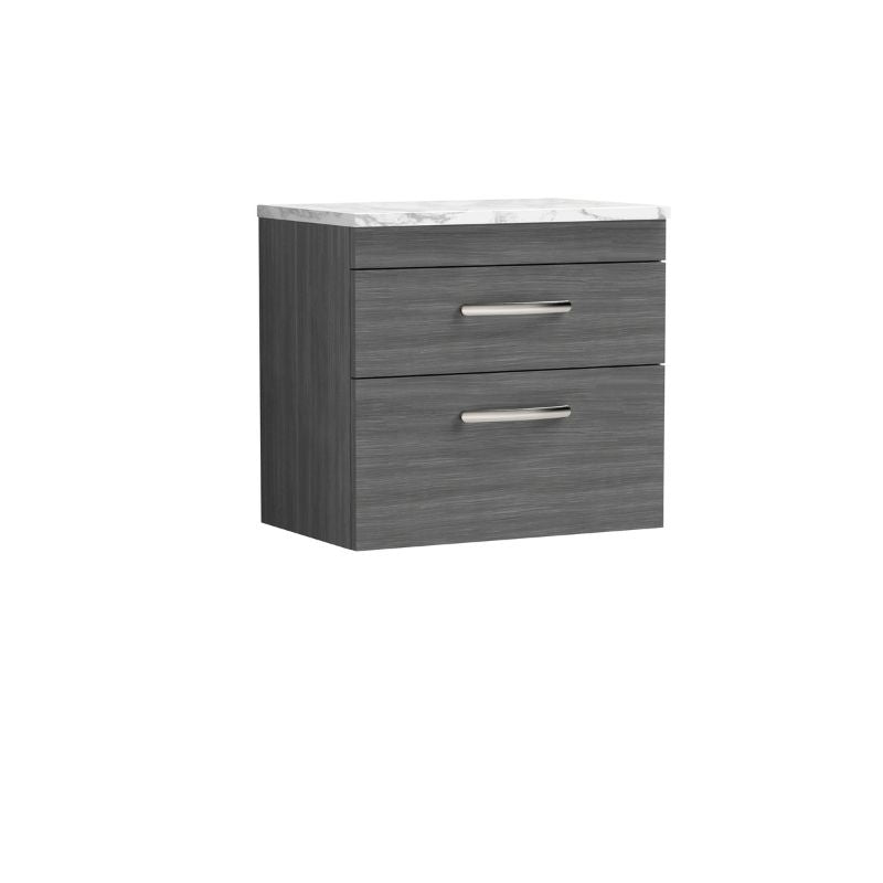 Nuie Athena Wall Hung 2-Drawer Unit & Laminate Worktop (1 size, 2 colours) - Brand New Bathrooms