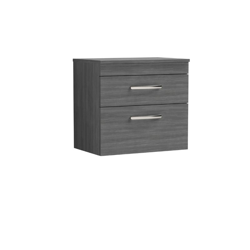 Nuie Athena Wall Hung 2 Drawer Vanity With Worktop (1 size, 2 colours) - Brand New Bathrooms
