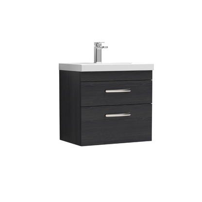 Nuie Athena 600mm Wall Hung 2 Drawer Vanity With Mid-Edge 1 Tap Hole Basin (1 size, 3 colours) - Brand New Bathrooms