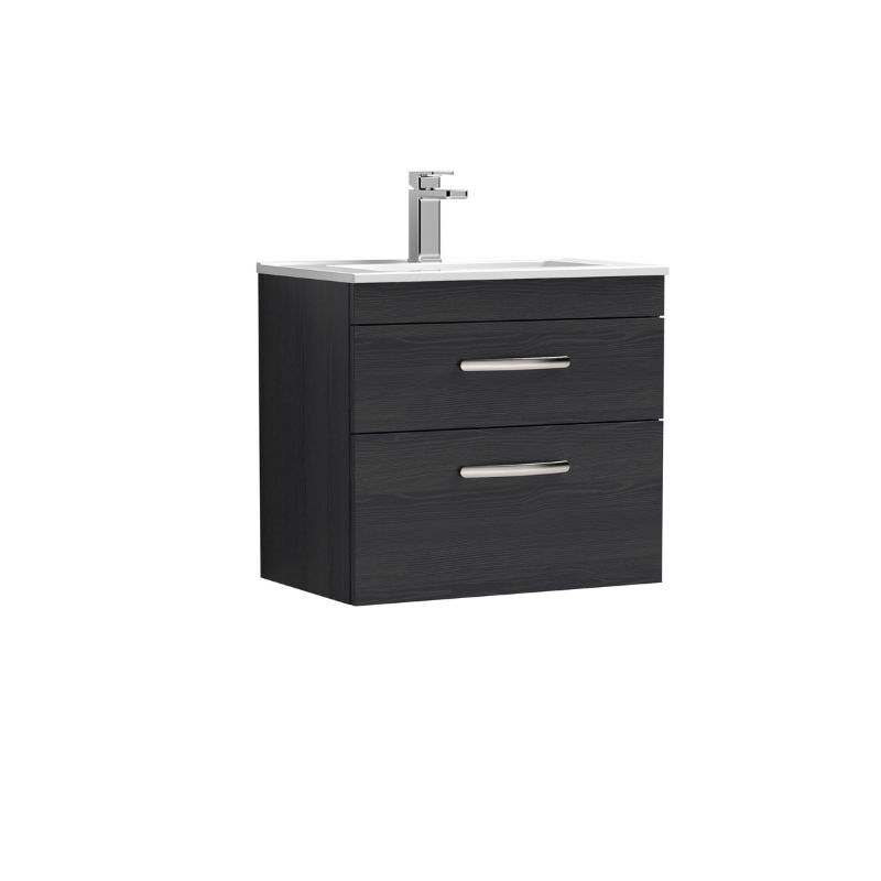 Nuie Athena 600mm Wall Hung 2 Drawer Vanity With Minimalist 1 Tap Hole Basin (1 size, 3 colours) - Brand New Bathrooms
