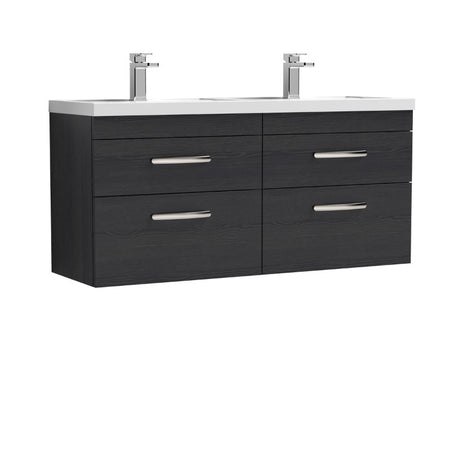 Nuie Athena Wall Hung 4 Drawer Vanity With Twin Basin (1 size, 2 colours) - Brand New Bathrooms