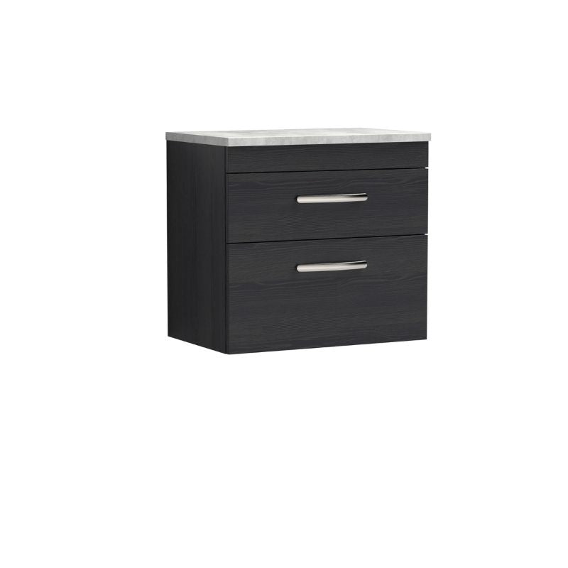 Nuie Athena Wall Hung 2 Drawer Vanity With Grey Worktop (1 size,2 colours) - Brand New Bathrooms