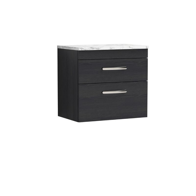 Nuie Athena Wall Hung 2-Drawer Unit & Laminate Worktop (1 size, 2 colours) - Brand New Bathrooms